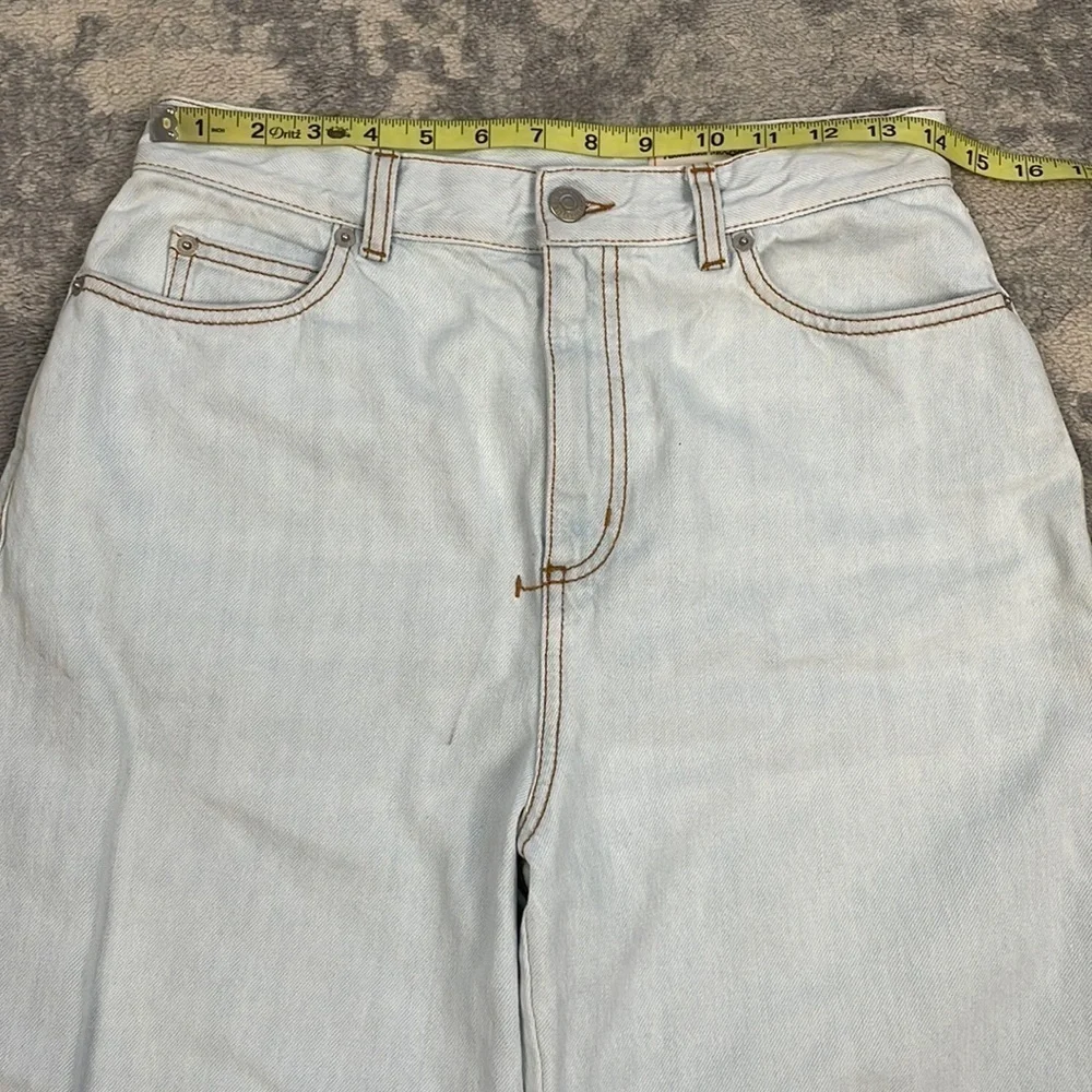 New Alexander McQueen High Rise Rigid Denim Light Wash Mom Jeans Long Sz 30